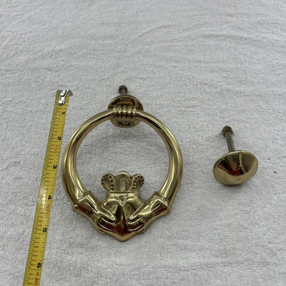 Vintage Irish Claddagh Door Knocker Solid Brass Celtic Solid RARE Hand And Heart
